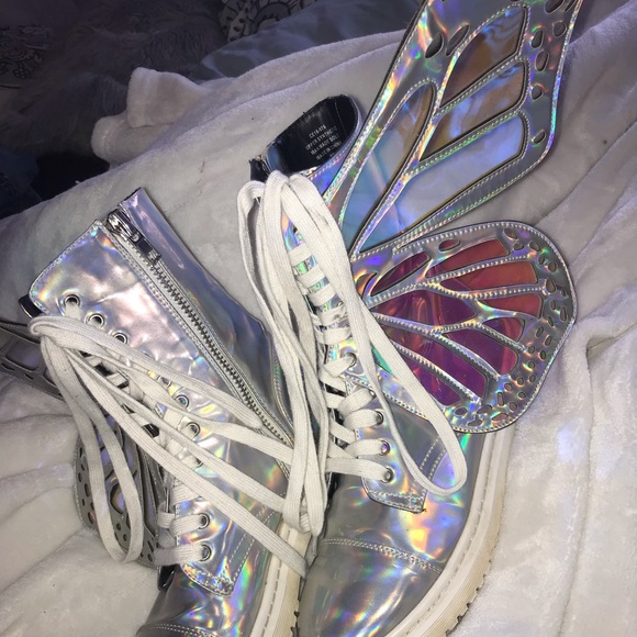 holographic butterfly boots
